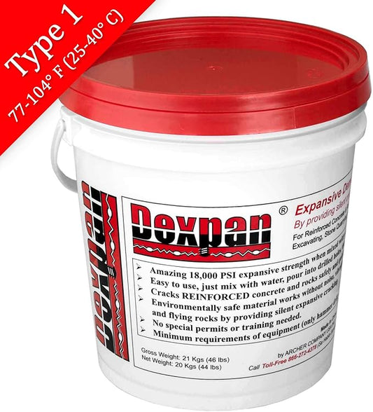 Dexpan Expansive Demolition Grout (77F-104F) - Type 1 - 44 Lb. Bucket